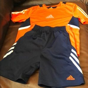 Boys Adidas shirt and shorts.